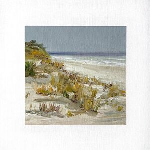 8x8 Original Oil Painting Seascape Beach Dunes Coastal Atmospheric Ocean Signed